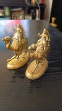 2 X Vintage Brass Camels With Two Riders Male Female