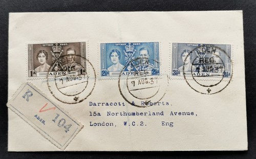Aden registered cover 1937 - registered,