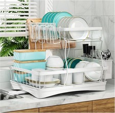 7 code Large Dish Drying Rack for Kitchen Counter,Detachable Wihte 