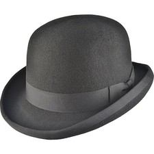 Clearance Sale Classic Black Wool Bowler Hat  Satin Lined, Handcrafted Quality