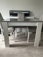 Marble Grey and White Dining Table with Grey Chairs Modern Kitchen Table for 4