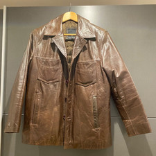 Matinee real leather jacket with pockets and buttons 