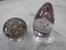 GLASS PAPERWEIGHT x2  -