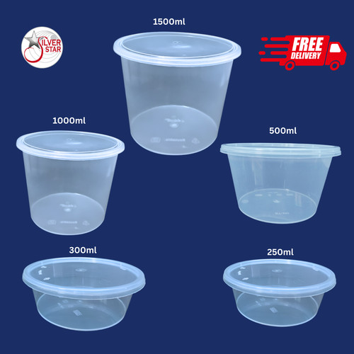 Clear plastic containers round - clear,