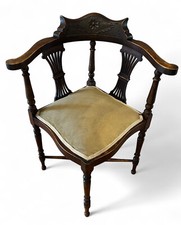 Walnut Antique Victorian Corner Arm Chair Elegant Dressing Seat Bedroom