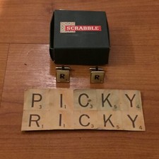 Fathers Day Mens Scrabble Tile Cufflinks Letter R Cuff Links