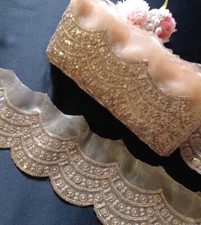  2 Meters Fancy Gold Organza