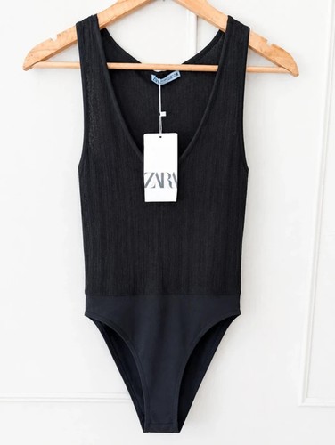 Zara sheer knit bodysuit black - bodysuit,