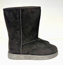 BLACK FAUX SUEDE AND FUR LINED