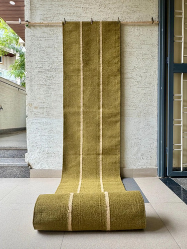 Olive green wool runner - olive,