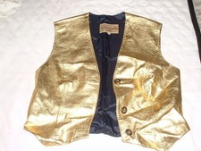 Ladies Gold Leather Waistcoat, Cristina Santandrea Jeans, Made in Italy