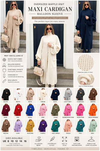 Ladies oversized waffle knit - ladies,