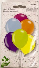 Assorted latex metallic balloons, 11" x 10 pack, assorted colours, brand new
