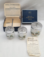 Royal Worcester Egg Coddler x 3 - 2 x Small 1 x Large - Bird Design