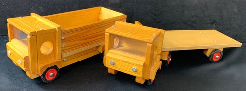 Vintage wooden toy trucks pair - wooden,