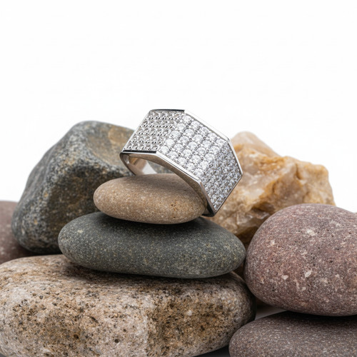 9ct white gold gents - gold, five