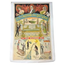 PH DE NORAN & DATURA ORIGINAL MAGICIAN POSTER  LINEN BACKED  99CM X 64CM  c.1900