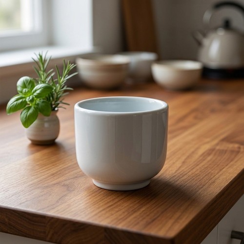 Glossy white melamine cup - glossy,