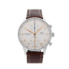 IWC Portuguese Chronograph Auto Steel 41mm Silver Dial Watch Strap IW3714-01