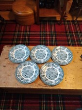 5x Royal Worcester 1790 Avon Scenes Palissy Salad Porcelain Plates Blue 20cm 
