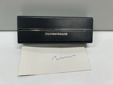 Working Silver Tone PaperMate Ballpoint Pen With Black Case Made In USA Blue Ink