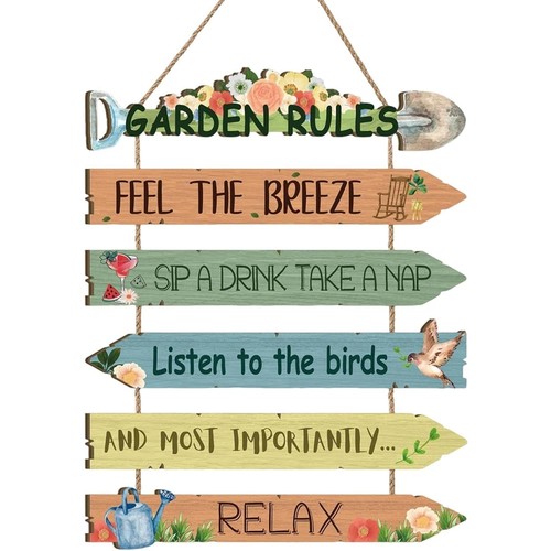 Garden wood rules wall - rules,