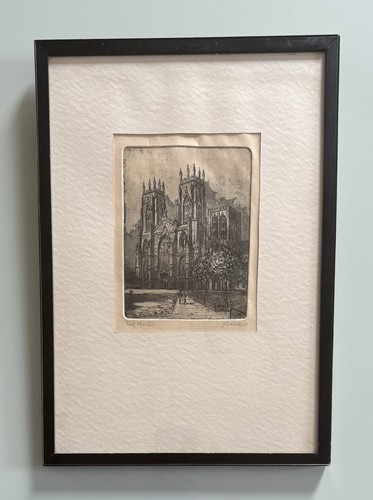 Antique etching york minster - york,
