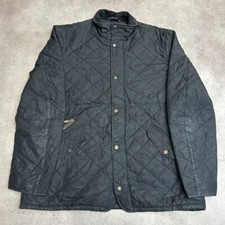 Barbour Powell Jacket Mens Large Quilted Snap Cord Collar Hunting Jacket, Black