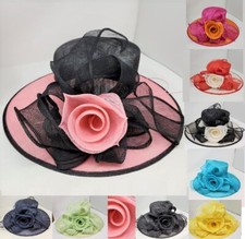 Sinamay Flower Ribbon Bow Kentucky Derby Wedding Hat Church Dressy Cocktail NEW