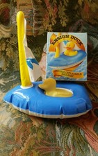 Cute! Yellow Ducky Soap in Inflatable Sail Boat Bathtub Buddy New