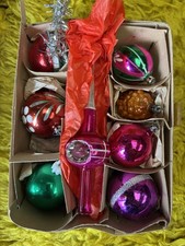 Box Of vintage 1950’s Mercury Glass christmas baubles