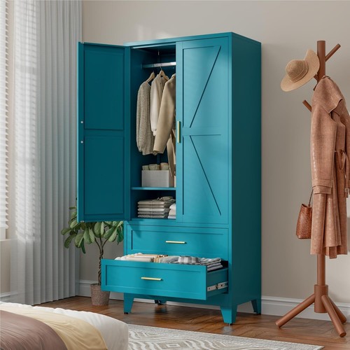 Metal armoire wardrobe - 71"metal,