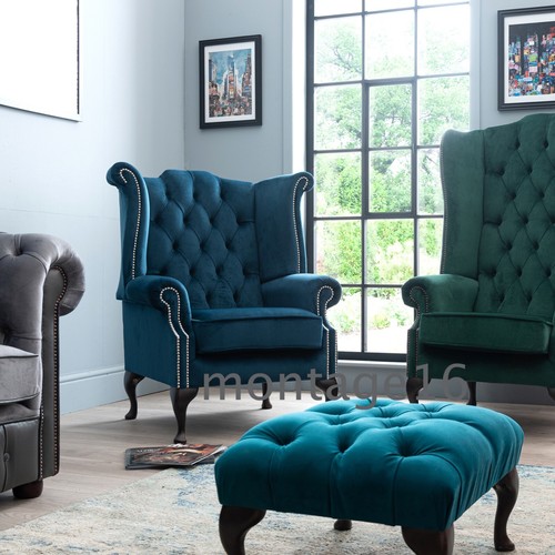 Brompton teal velvet - teal, wing