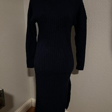 Navy blue midi sweater dress