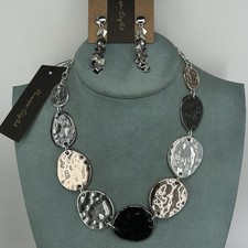 Phase Eight necklace & earrings chunky hammered disc multicoloured