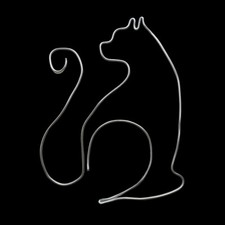 Wire Cat Wall Art, Aluminium