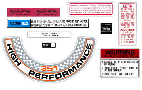 Engine bay decal kit 351 - decal,