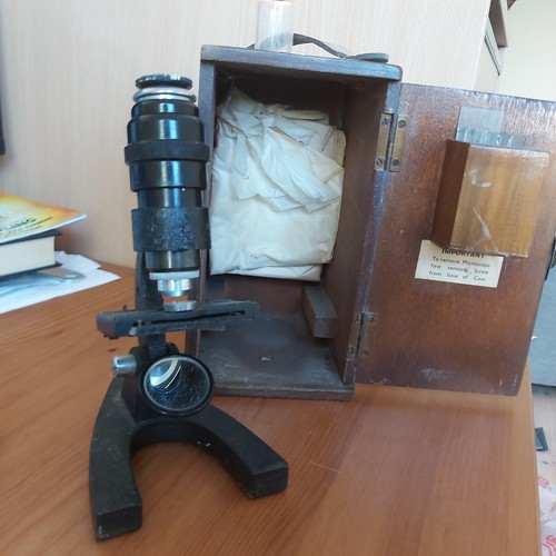 Vintage microscope wooden - vintage,