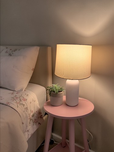 Pink blush ceramic table lamp - table,