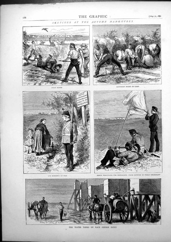 Old print autumn manoeuvres - print,