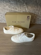Boxed Ted Baker Women’s White Leather Trainers UK 7 EU 41 Minimal Classic Style