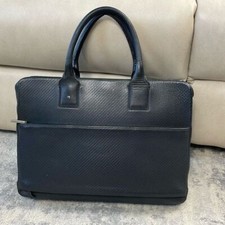 Vintage Dunhill Chassis Carbon Leather Business Briefcase Document Bag Black