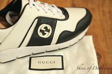 Gucci GG Ace Black White Leather Shoes Trainers Sneakers Ladies UK 5 US 8 EU 38