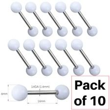 Pack of 10 * 16mm Solid White