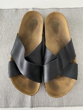 Black Cross Strap Sliders Size 6