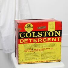 Vintage Colston Detergent Tin in Vibrant Red & Yellow. C1960's Kitchen Item.