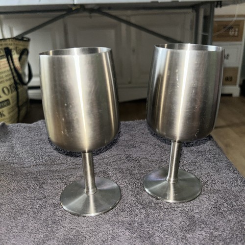 Stainless steel wine goblets - stainless,