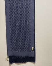 Gucci Wool Monogram Scarf Navy 175cm x 33cm.