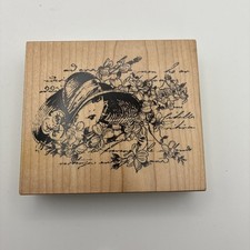 Wood Mounted Rubber Stamp Vintage Lady In Hat 