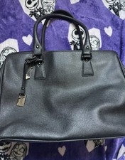 L.Credi Women's Black Faux Leather Large Tote Bag with Zipped Handbag